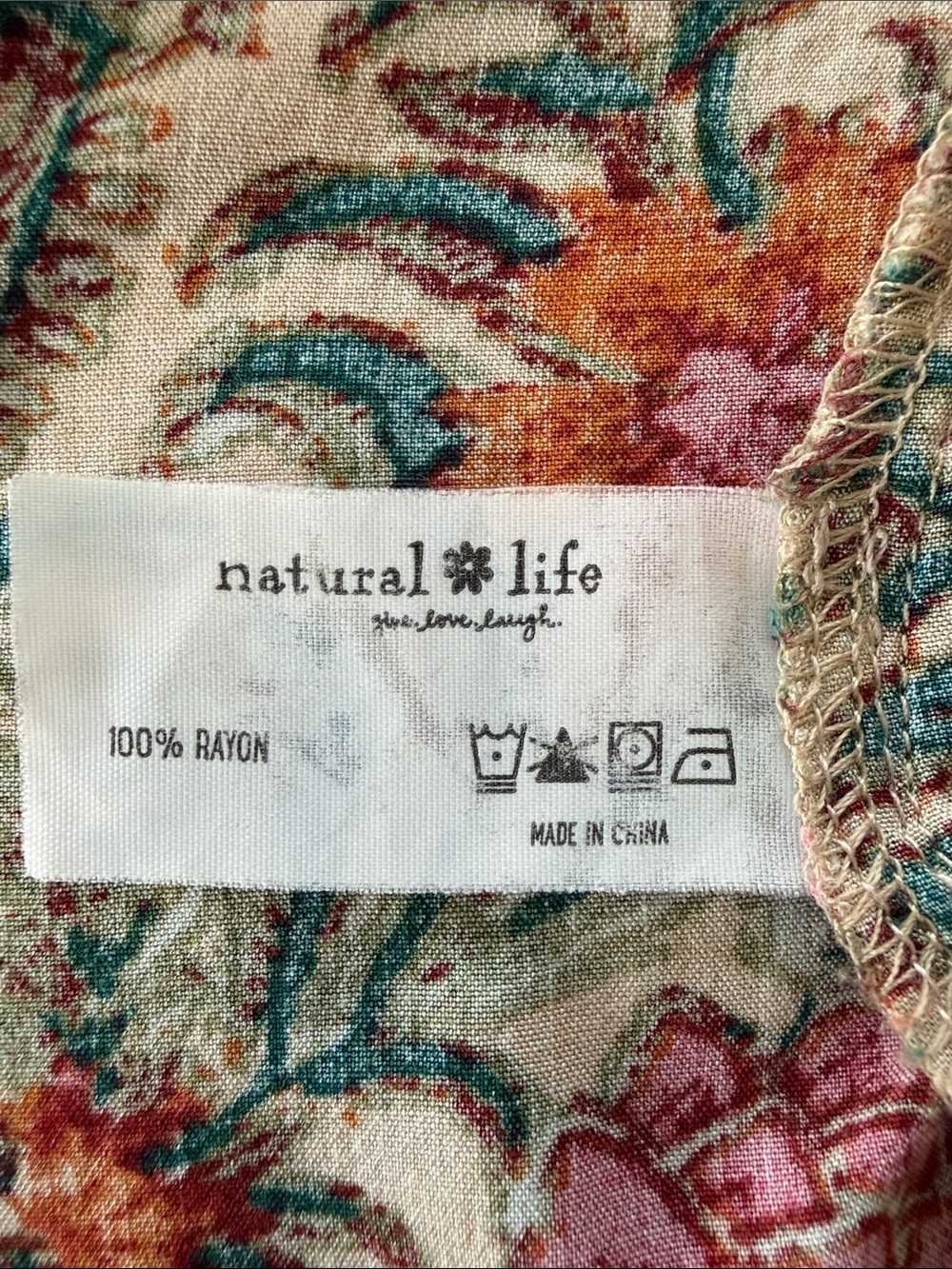 NATURAL LIFE Floral Boho Top in Teal, Pink and Orange - Picture 7 of 7
